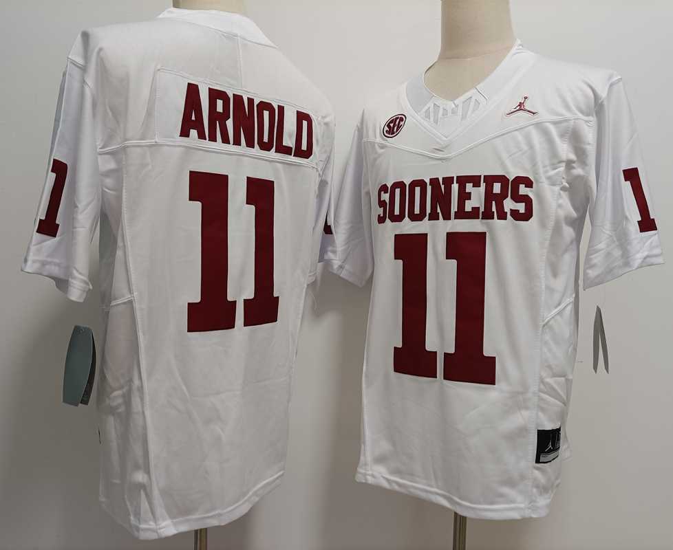 Mens Oklahoma Sooners #11 Jackson Arnold White FUSE College Stitched Jersey